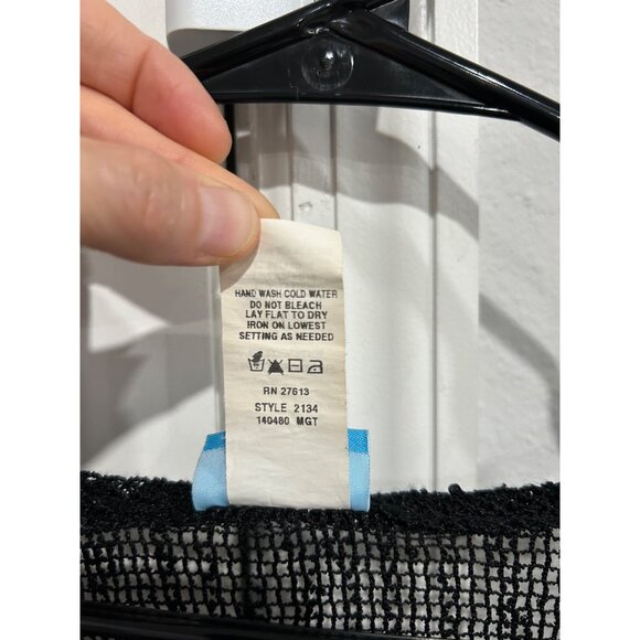 Dotti Black Sheer Mesh Beach Cover-Up Tunic Top V-Neck 3/4 Sleeve Womens Size L - Picture 6 of 8